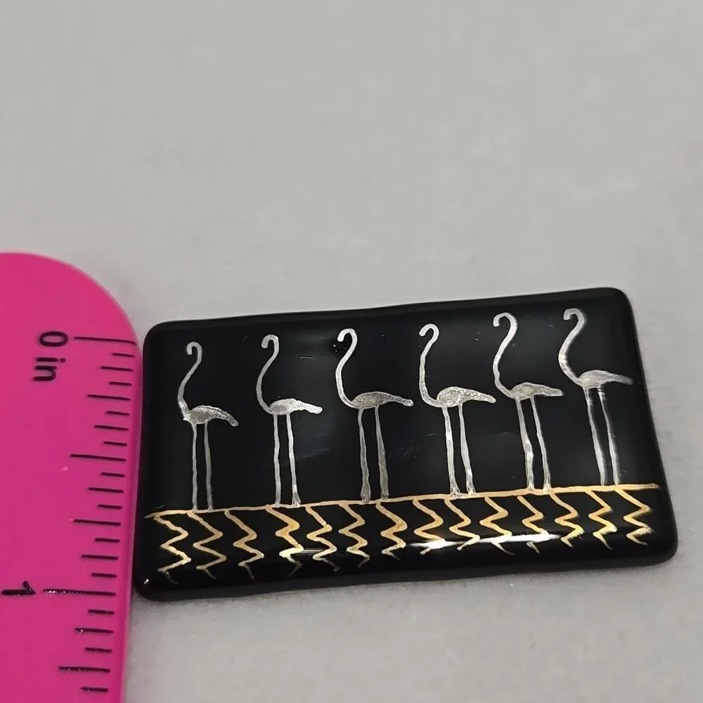 Black Glass Flamingo Brooch